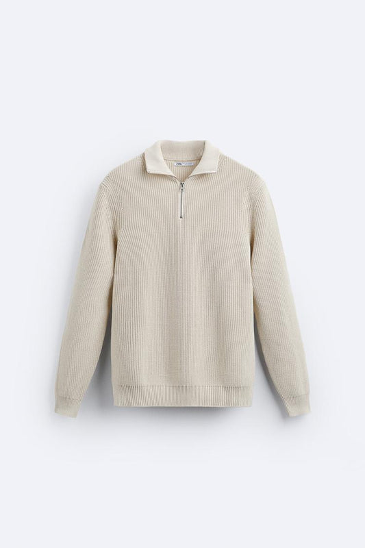 Ribbed Quarter Zip Sweater